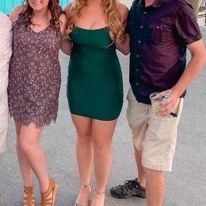 Green Open-Back Mini Dress